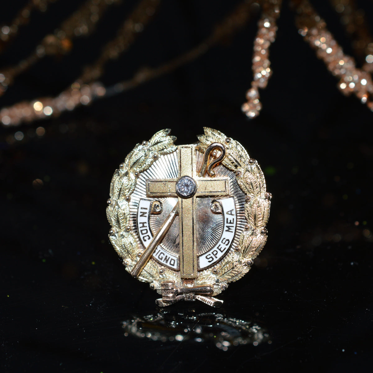 14K Gold Eastern Star High Priestess Brooch With Diamond