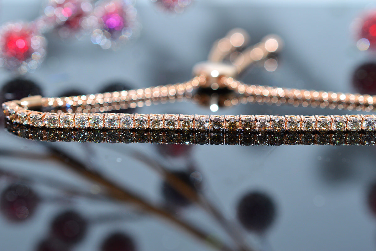 14K Rose Gold 2 Carat Total Weight Ombre Desert Diamond Bolo Bracelet