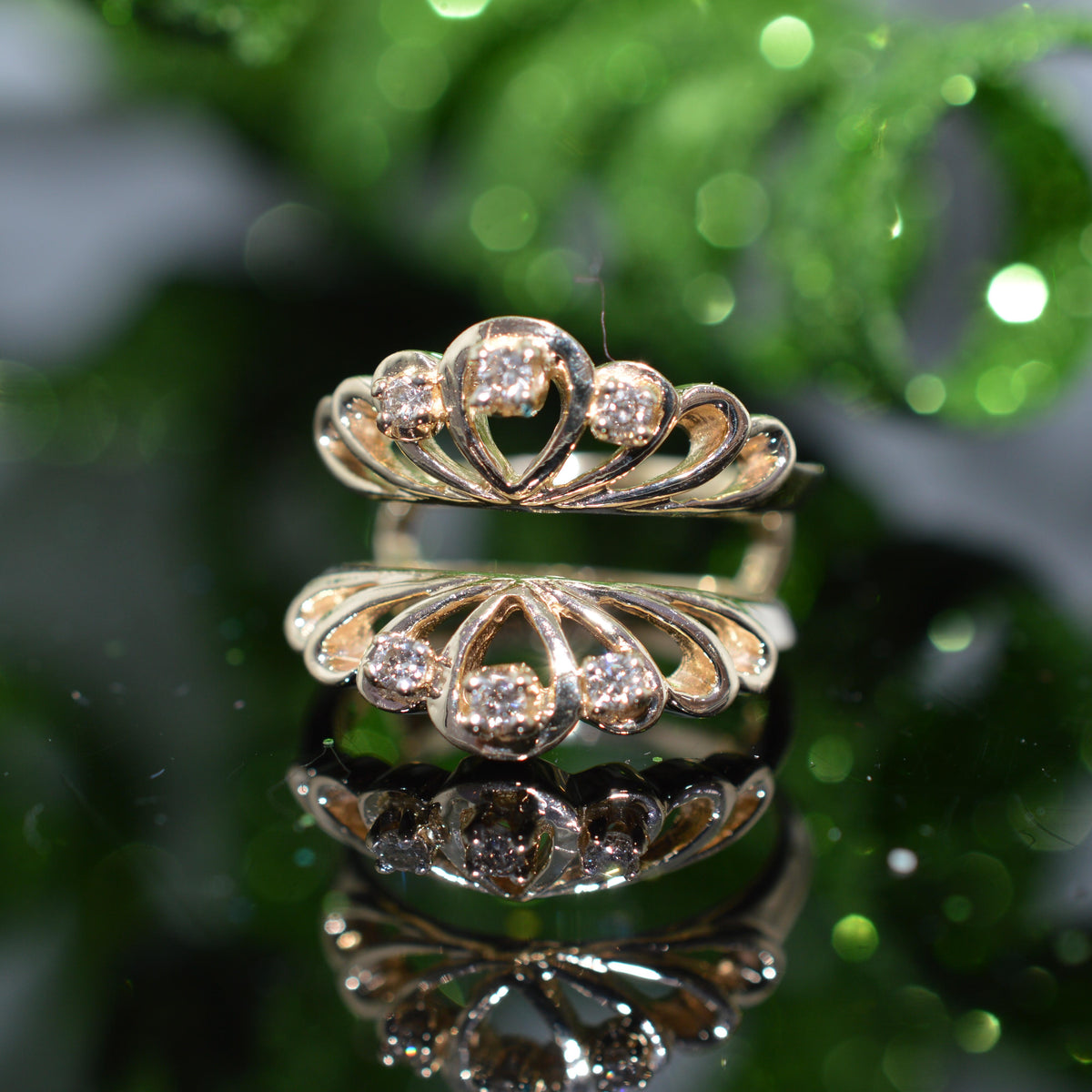 10K Yellow Gold Diamond Ring Jacket With 6 Round Diamonds