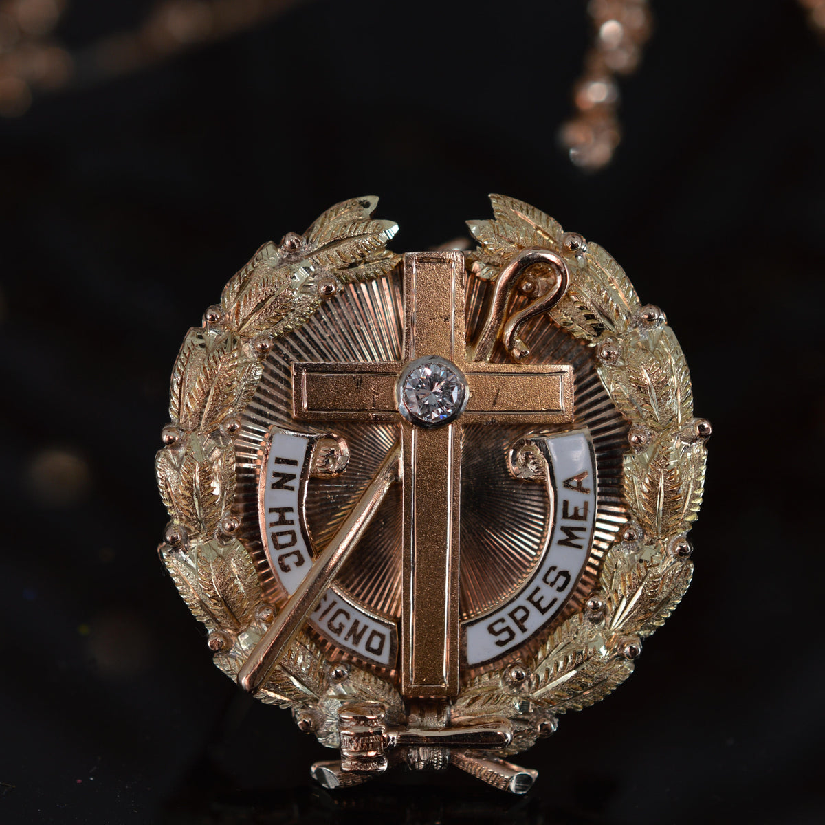 14K Gold Eastern Star High Priestess Brooch With Diamond