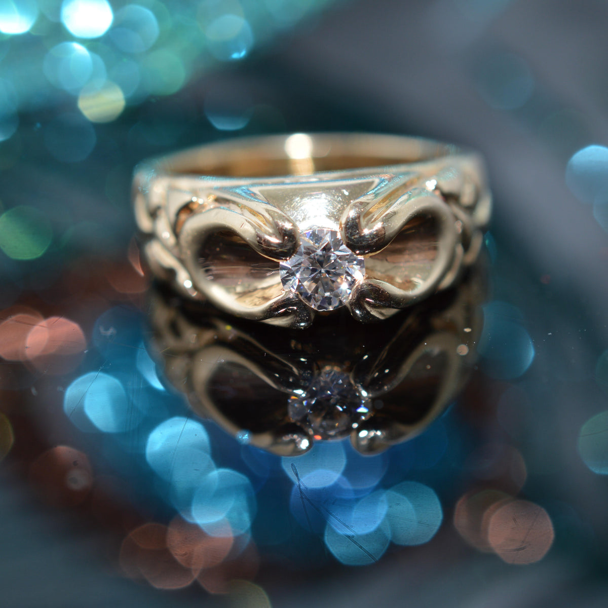 14K Yellow Gold 4 Prong Diamond Solitaire Ring