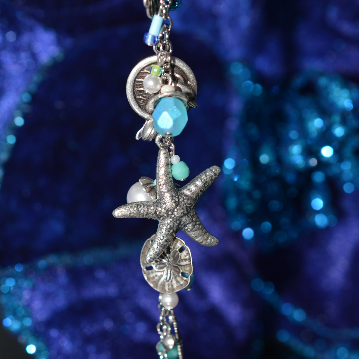 Antique Silver Plated Light Blue Crystal Ocean Bracelet by Firefly