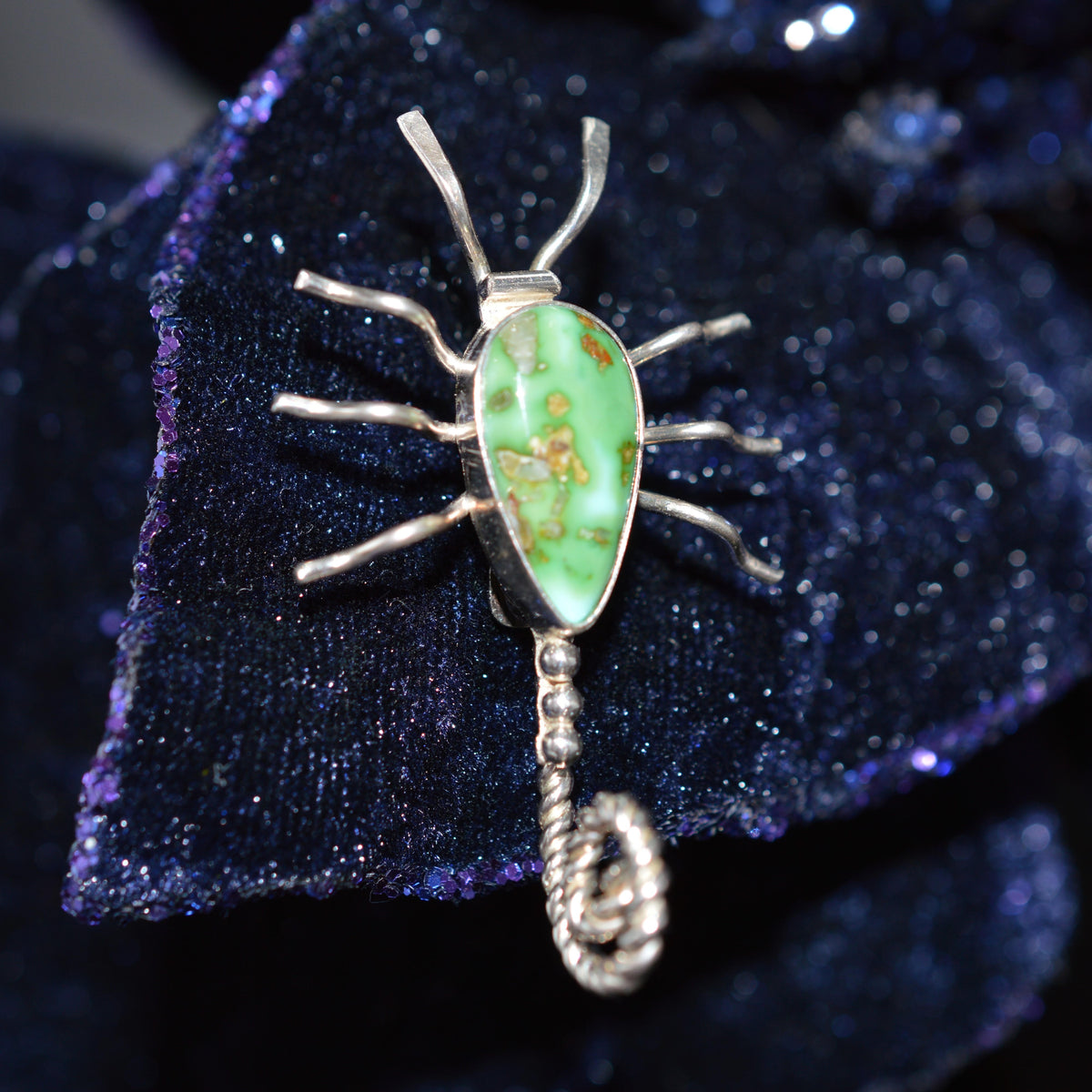 Sterling Silver Native American Sonoran Gold Turquoise Scorpion Brooch
