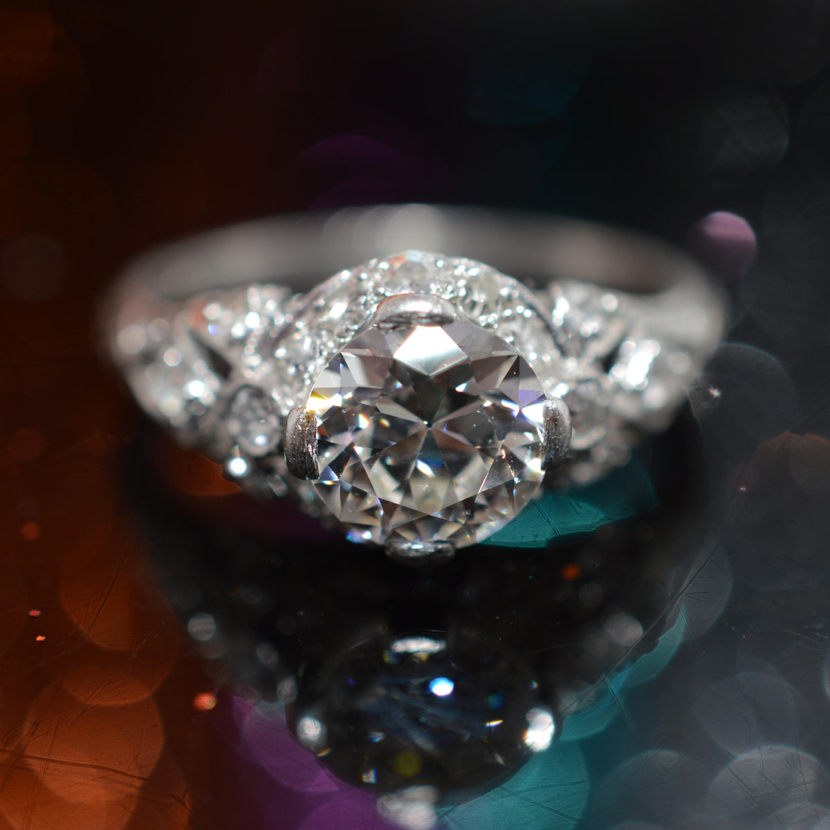 Platinum Antique 1.08 Carat Old European Cut Diamond Ring
