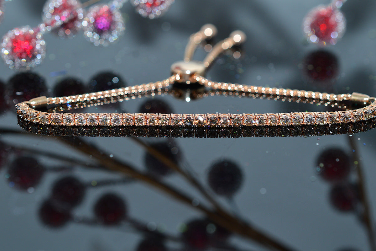 14K Rose Gold 2 Carat Total Weight Ombre Desert Diamond Bolo Bracelet