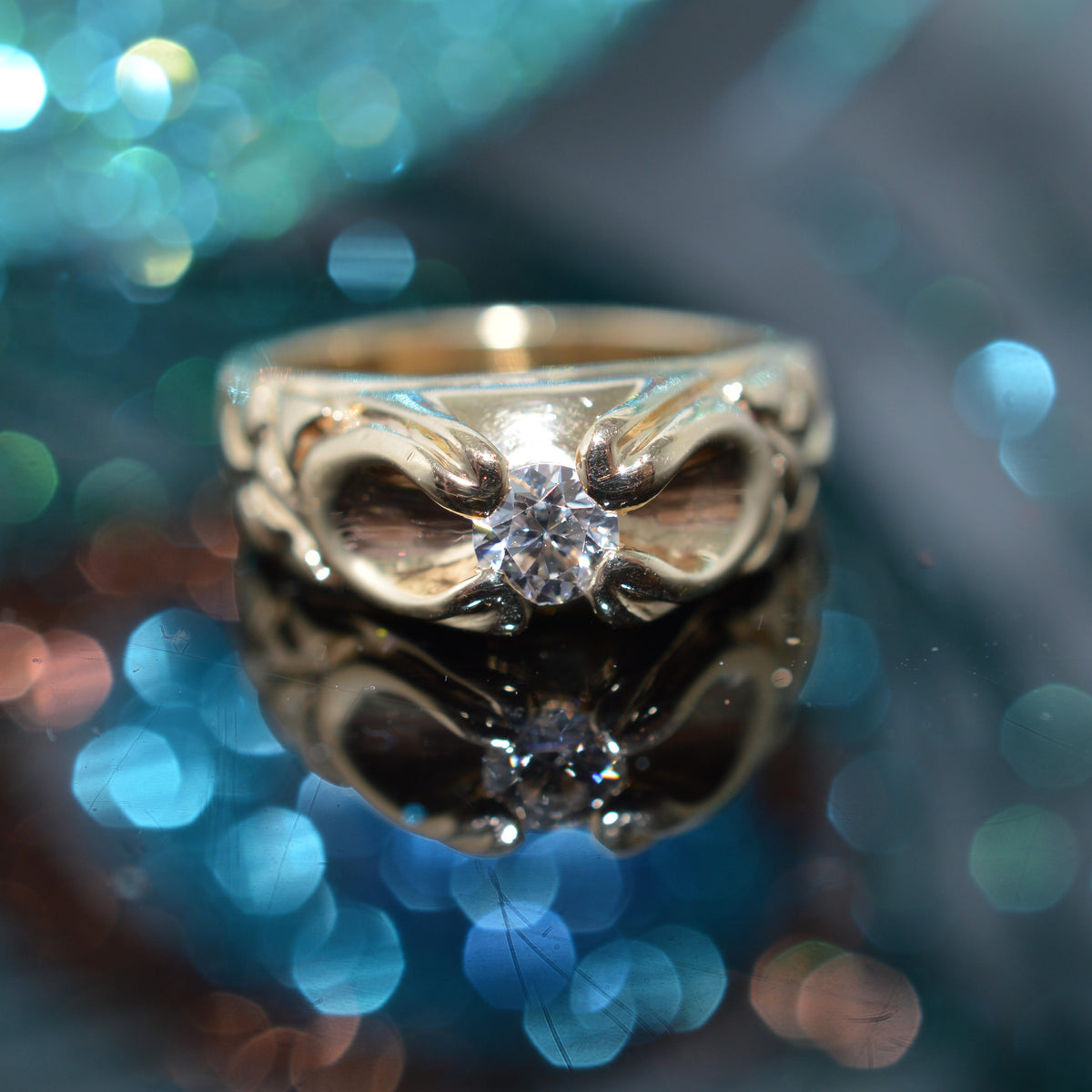 14K Yellow Gold 4 Prong Diamond Solitaire Ring