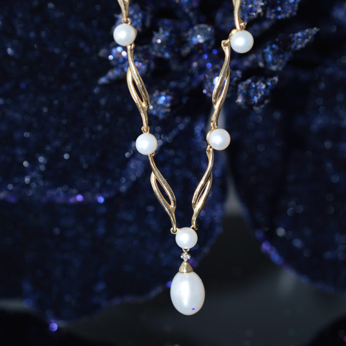 10K Yellow Gold 16.5 Inch Long Pearl Necklace