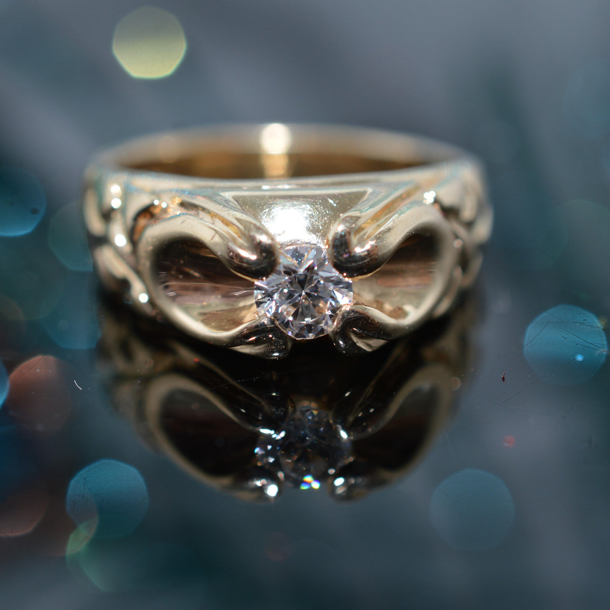 14K Yellow Gold 4 Prong Diamond Solitaire Ring