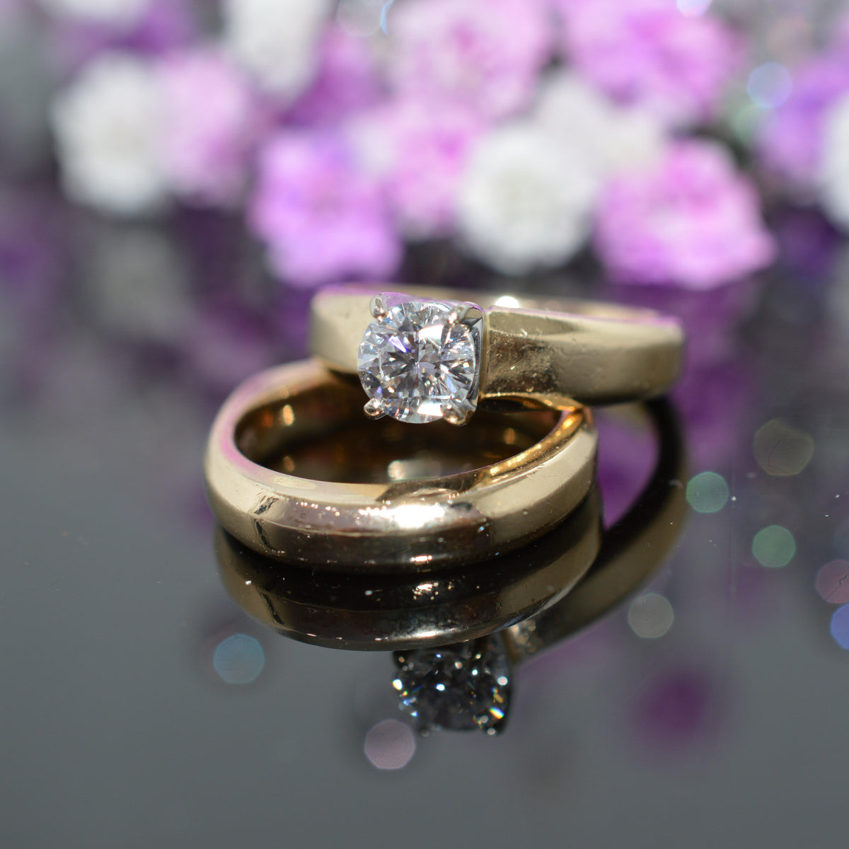 14K Yellow Gold 2 Piece Diamond Engagement Ring Set By "A. Jaffe & Son"
