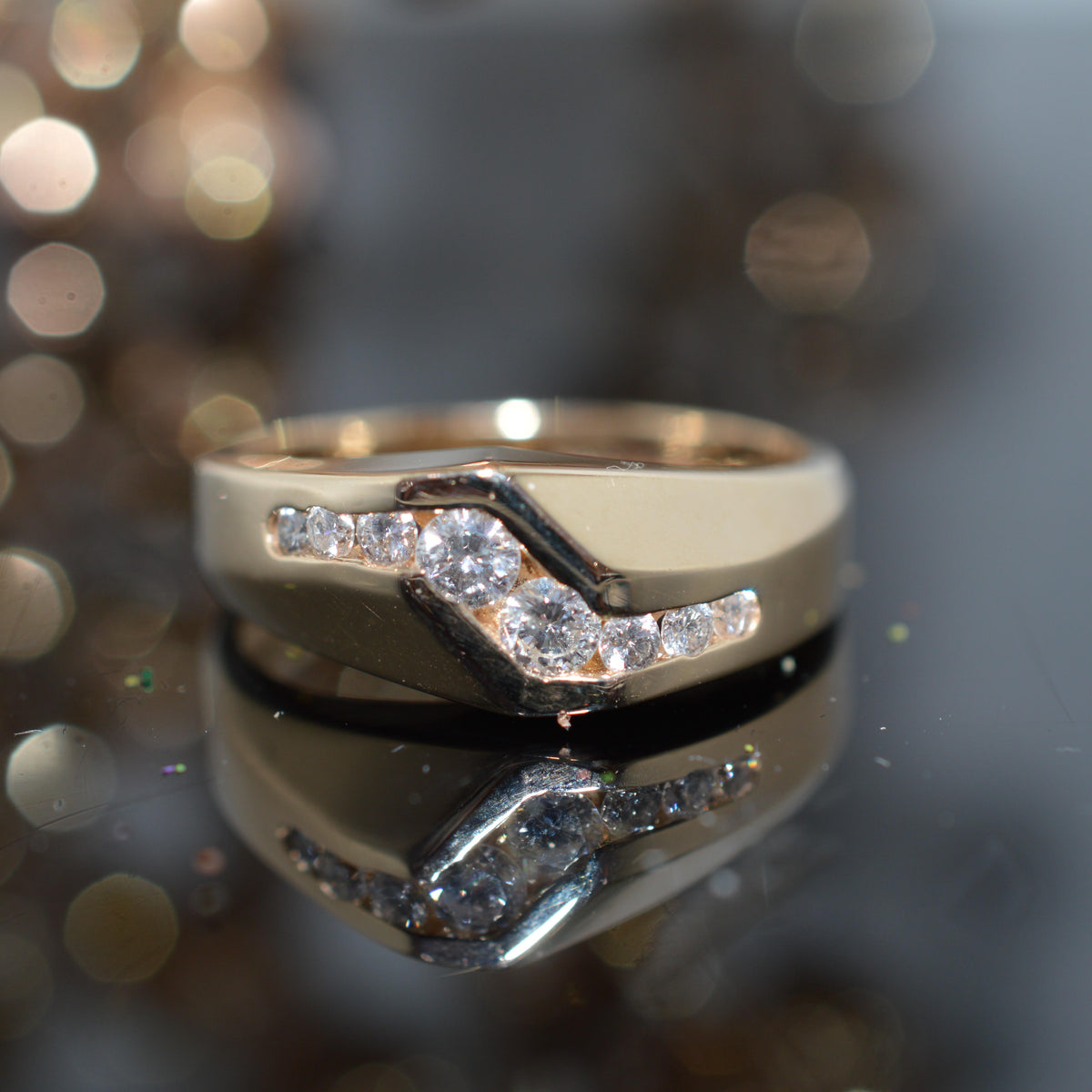 14K Yellow Gold Gents 1/2 Carat Total Weight Diamond Ring