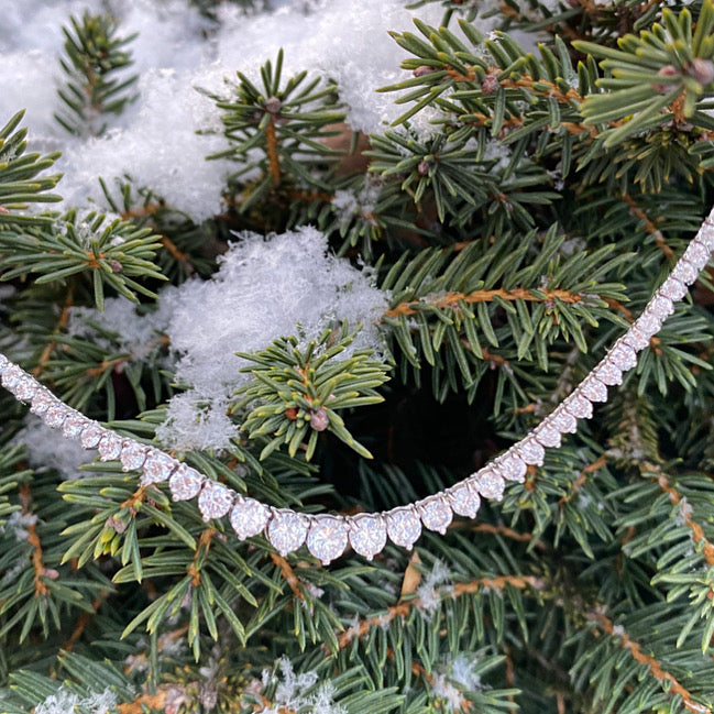 14K White Gold Diamond Riviera 18 inch Necklace with Safety
