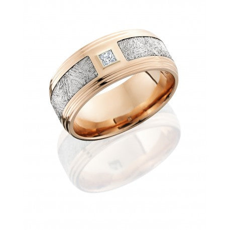 14K Rose Gold Diamond and Meteorite Band Ring-Lashbrook-Howard&#39;s Diamond Center