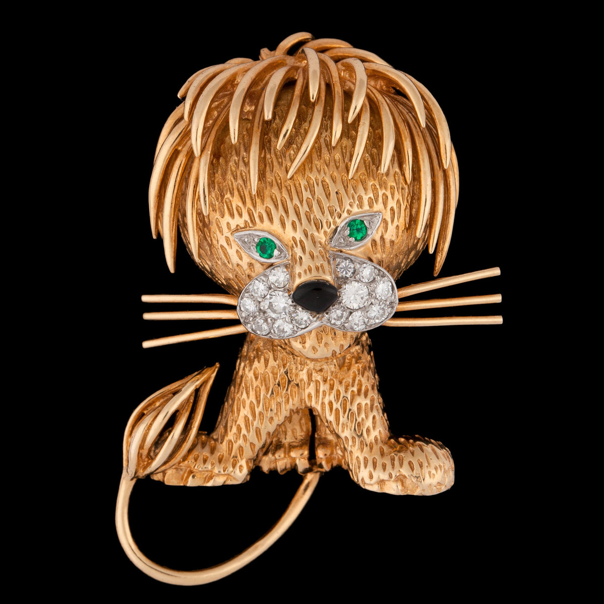 18K Yellow Gold Van Cleef And Arpels Signed Lion Brooch
