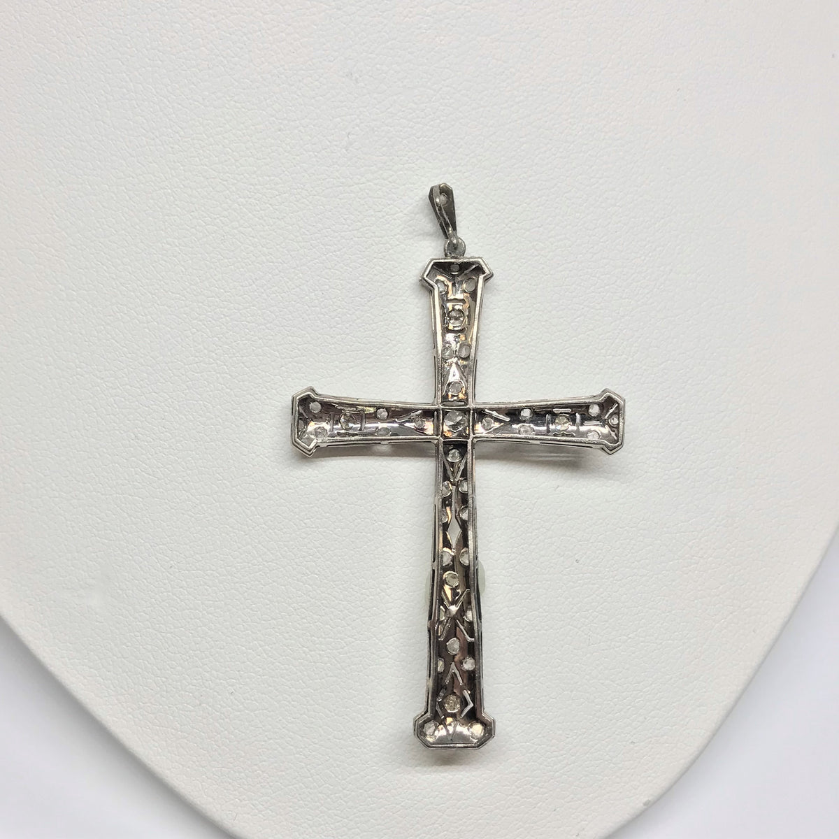 Platinum Topped 18K White Gold Diamond Cross Pendant