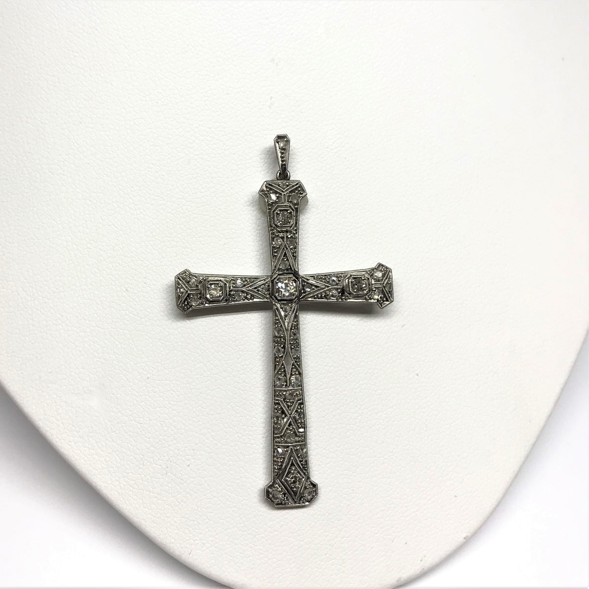 Platinum Topped 18K White Gold Diamond Cross Pendant