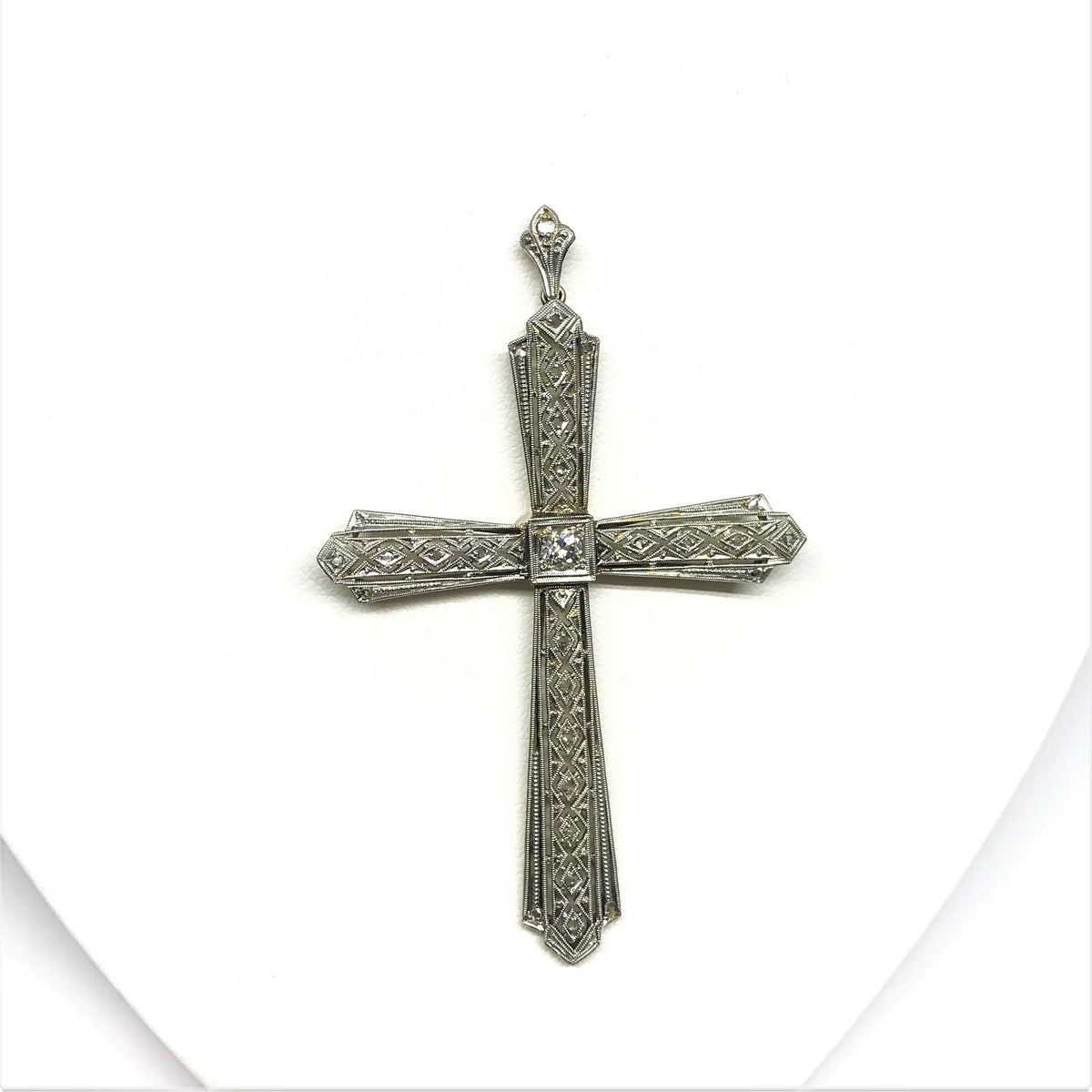 Platinum Topped 18K Yellow Gold Diamond Cross Pendant