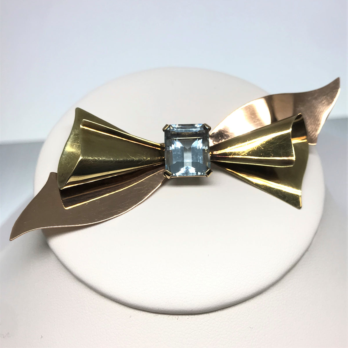 14K Yellow And Rose Gold Retro Aquamarine Cartier Brooch