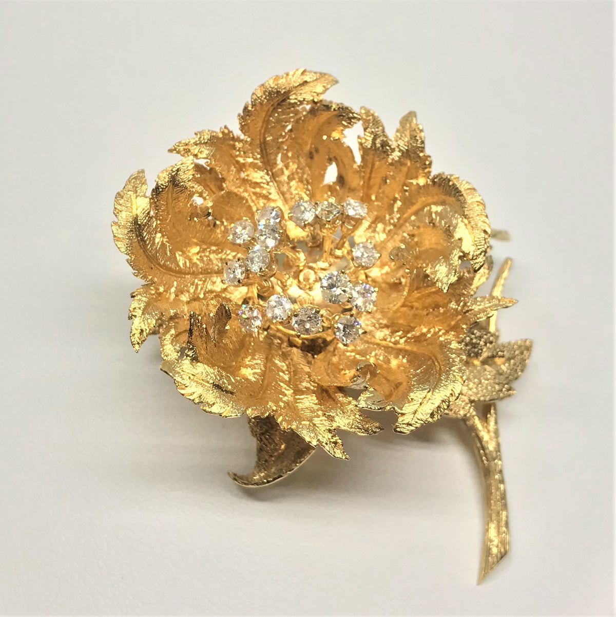 18K Yellow Gold Day and Night En Tremblant Flower Brooch