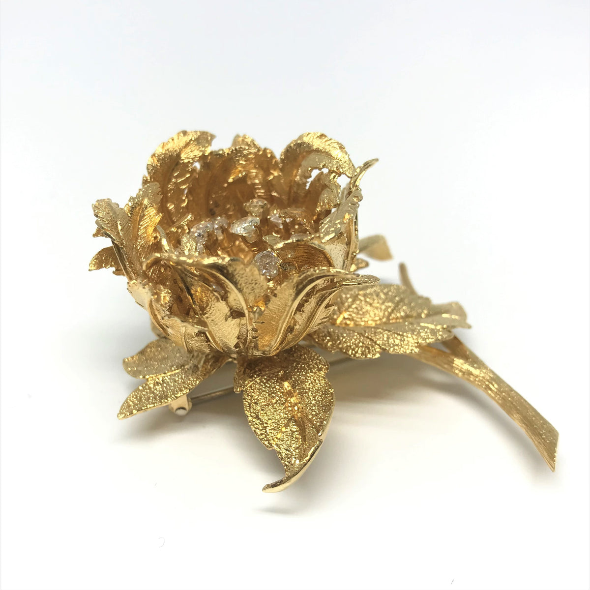 18K Yellow Gold Day and Night En Tremblant Flower Brooch