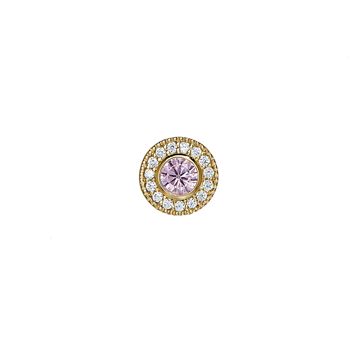 Sterling Silver Pink Sapphire Birthstone Bezel with Halo