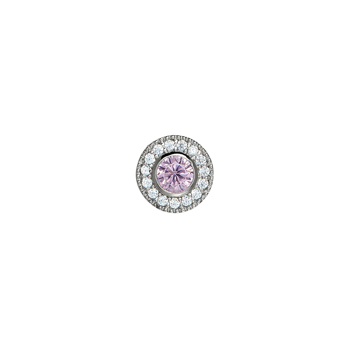 Sterling Silver Pink Sapphire Birthstone Bezel with Halo