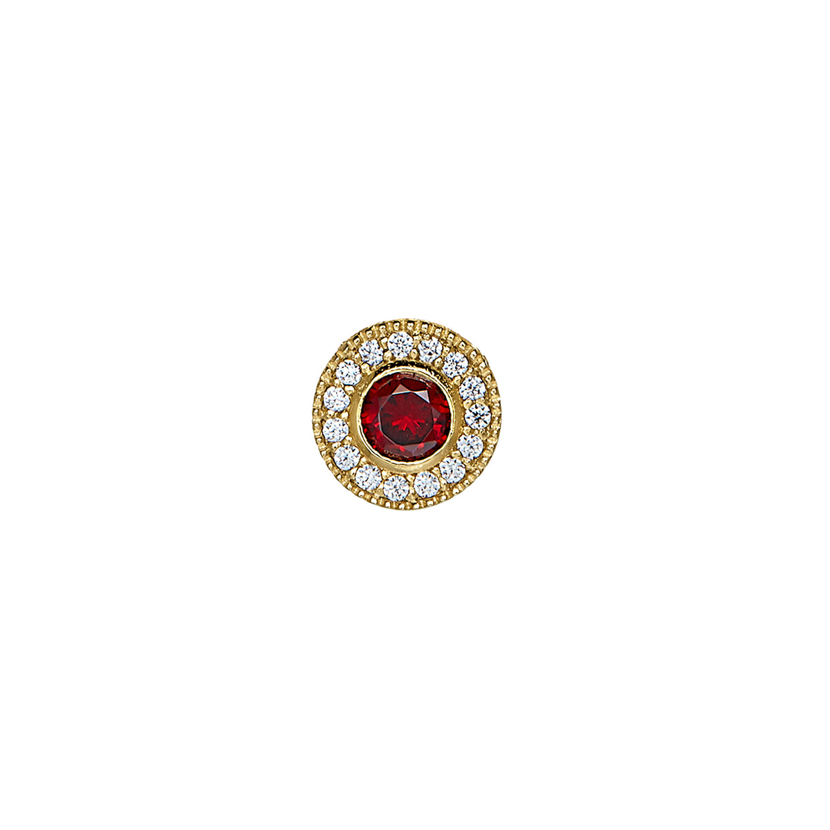 Sterling Silver Garnet Birthstone Bezel with Halo Charm
