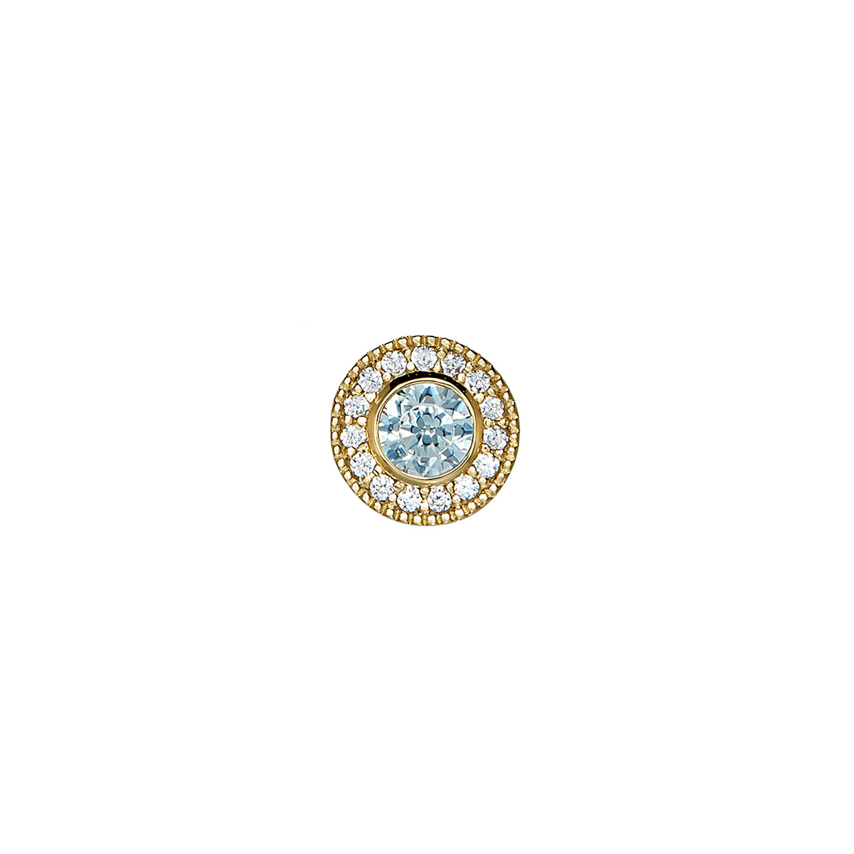 Platinum Finished Aquamarine Birthstone Bezel with Halo