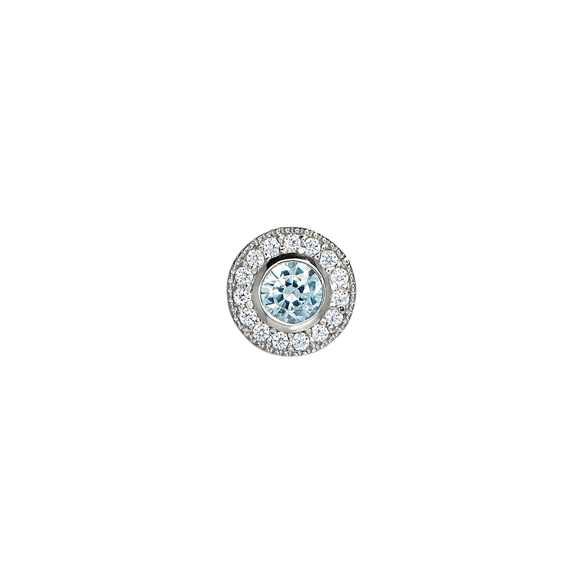 Platinum Finished Aquamarine Birthstone Bezel with Halo