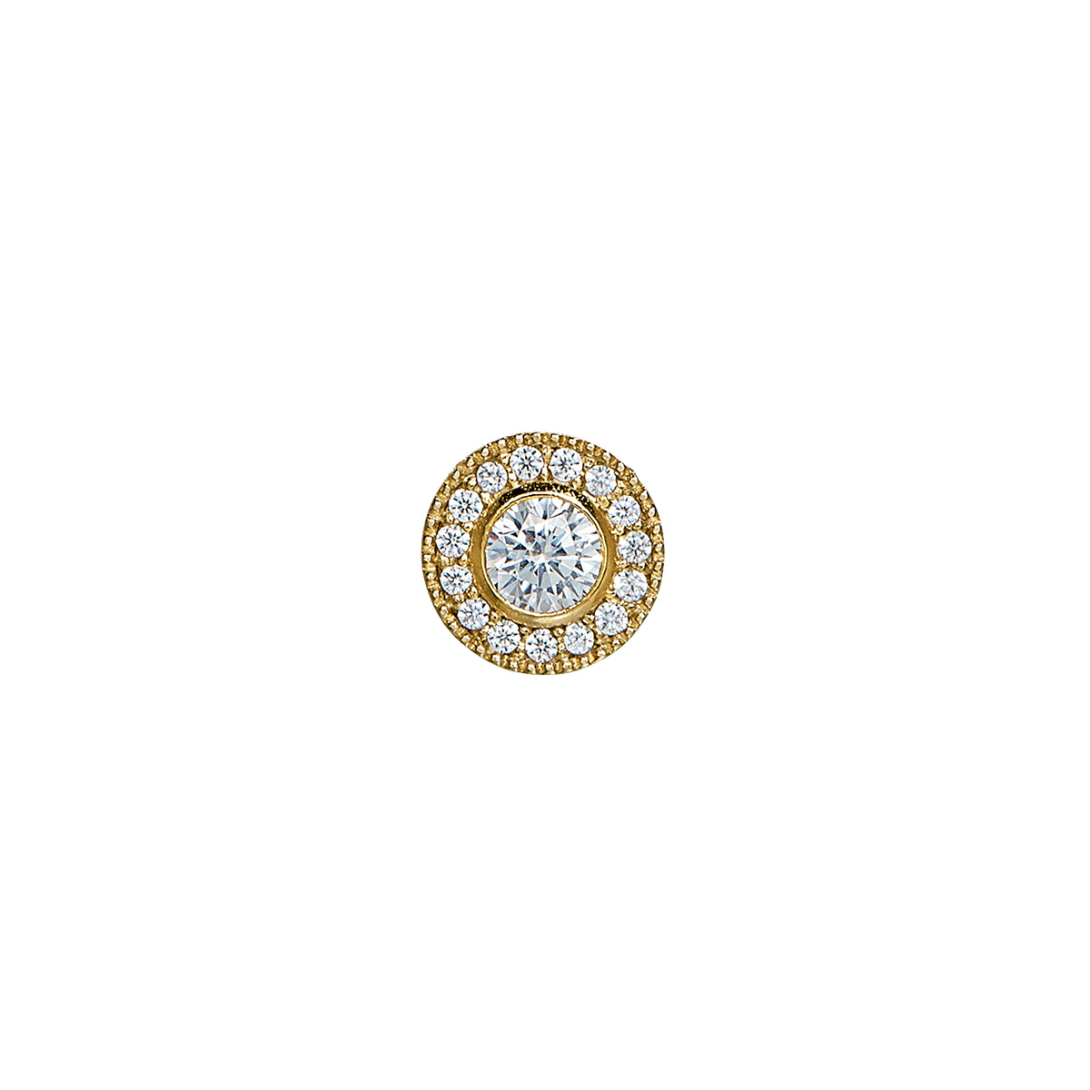 Sterling Silver Diamond Simulant Birthstone Bezel with Halo