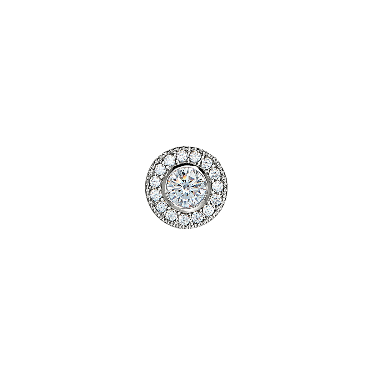 Sterling Silver Diamond Simulant Birthstone Bezel with Halo