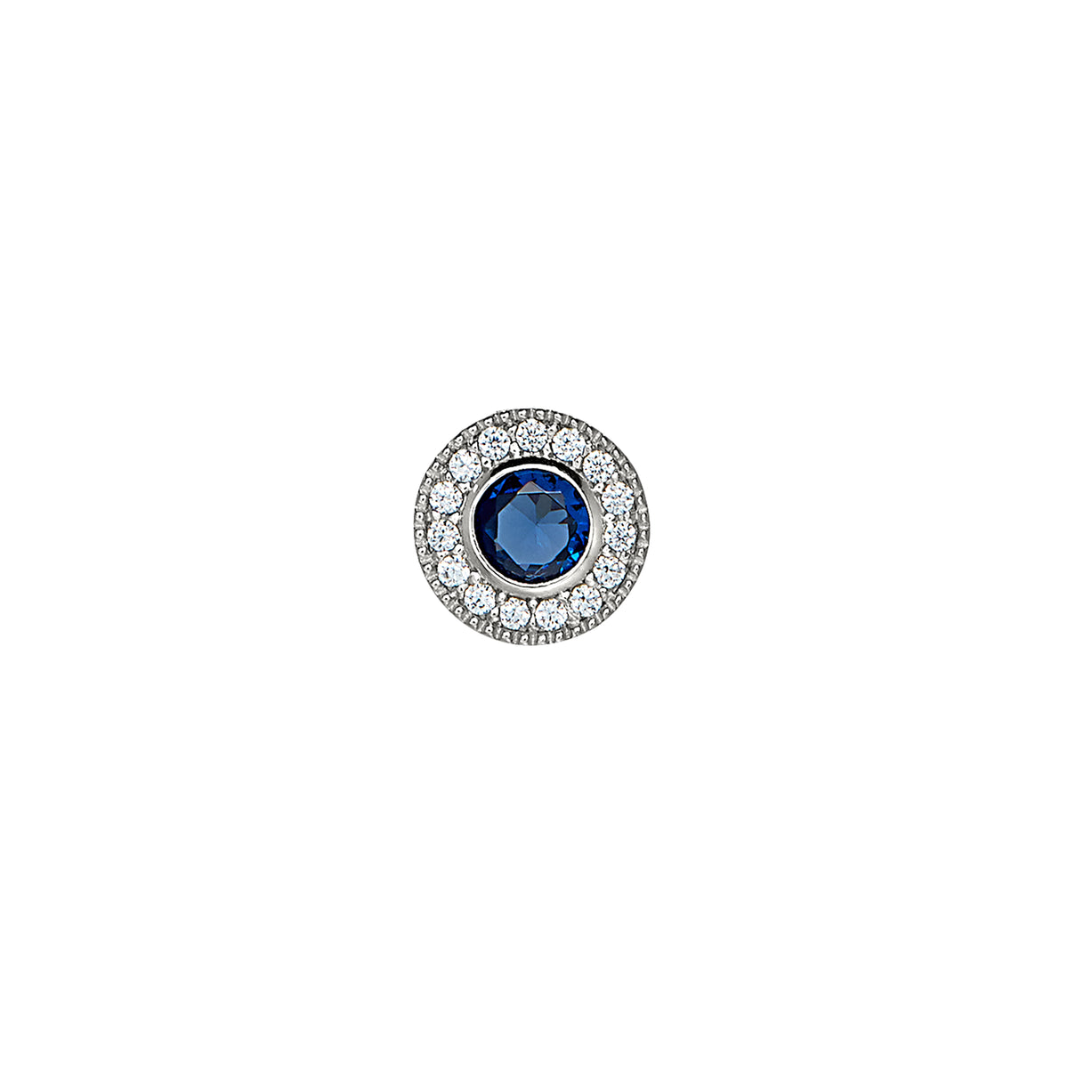 Sterling Silver Sapphire Birthstone Bezel with Halo