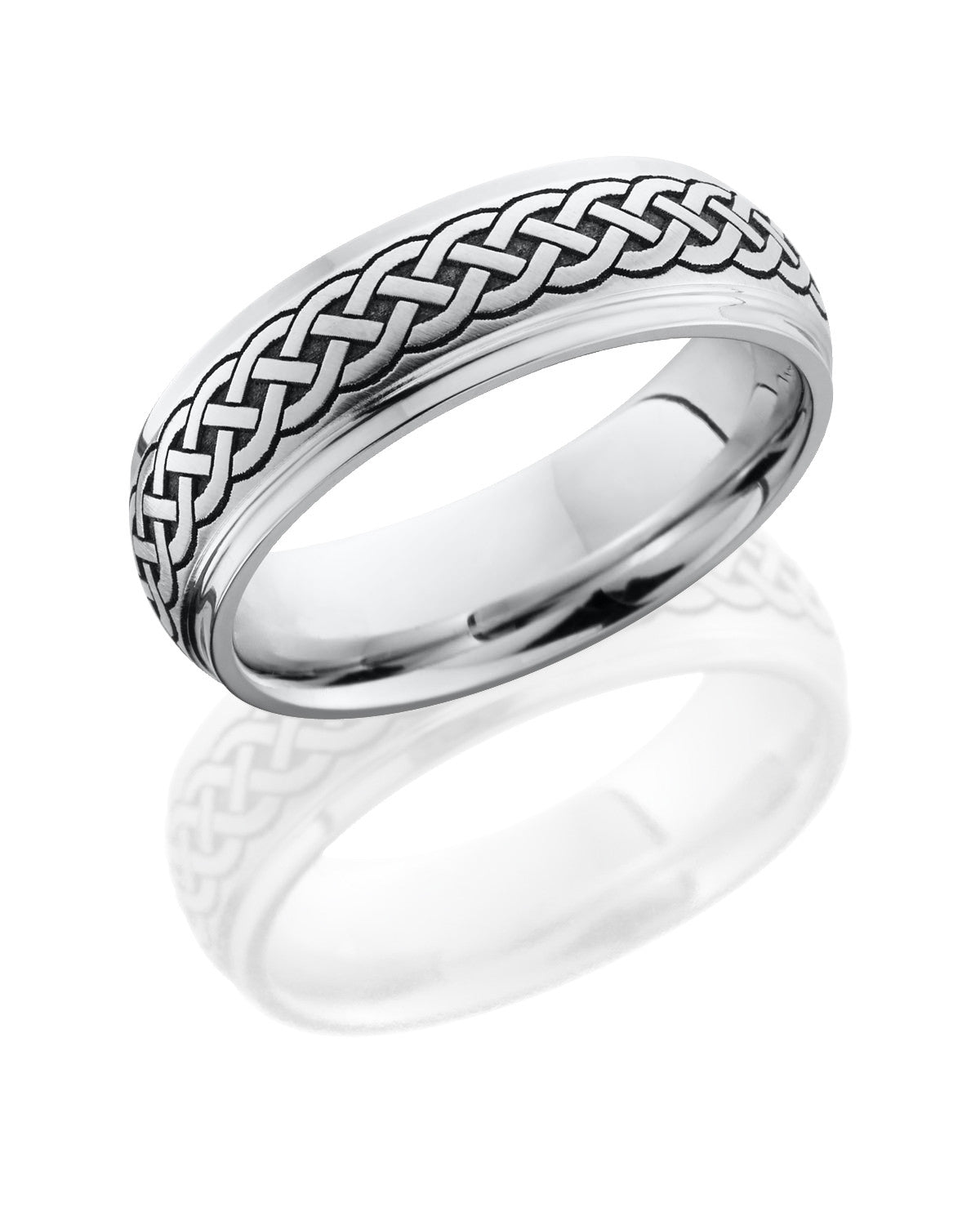 Cobalt Chrome 7mm Domed Band with Celtic Pattern-Lashbrook-Howard&#39;s Diamond Center
