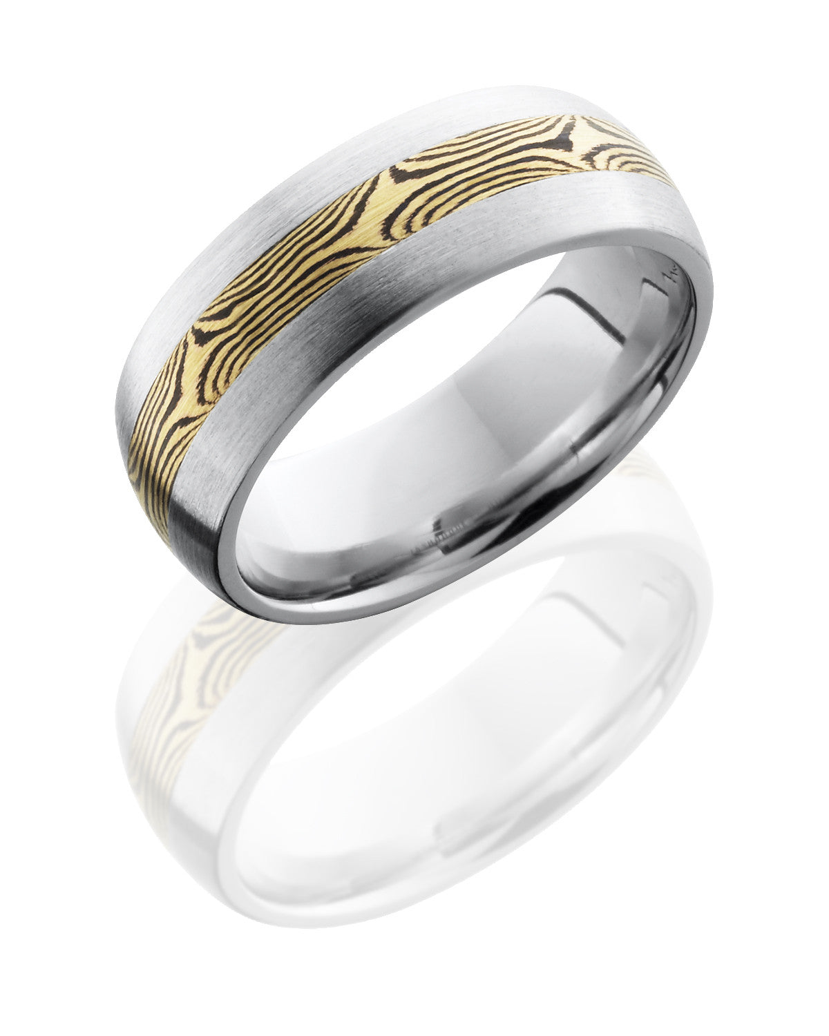Cobalt Chrome 8mm Band with 18K Yellow Gold and Shakudo Mokume Gane Inlay-Lashbrook-Howard's Diamond Center