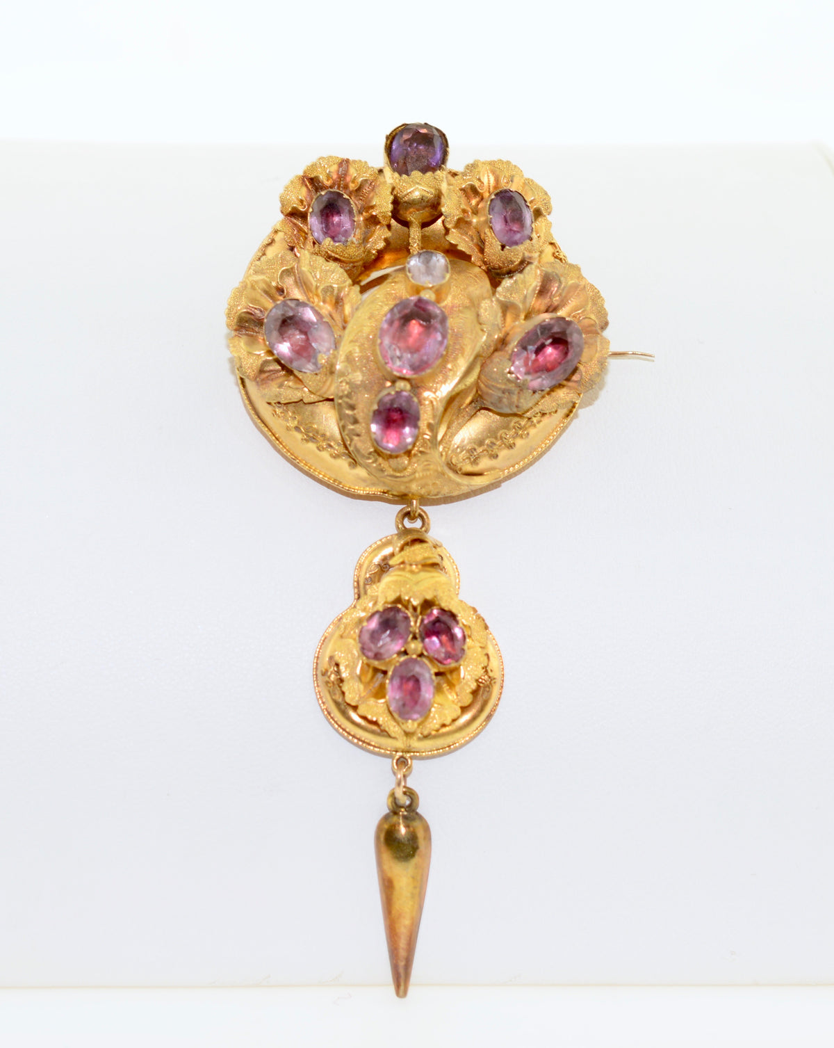 10K and 14K Y/G Victorian Three Piece Amethyst Brooch