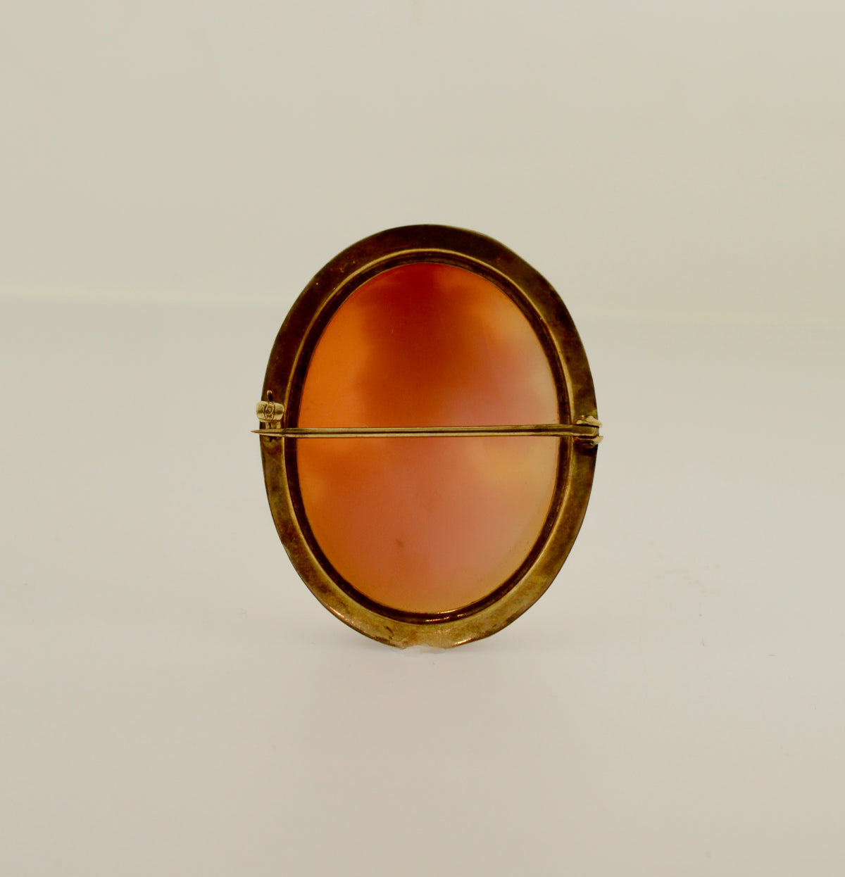 10K Yellow Gold Antique Pink Oval Shell Cameo Brooch