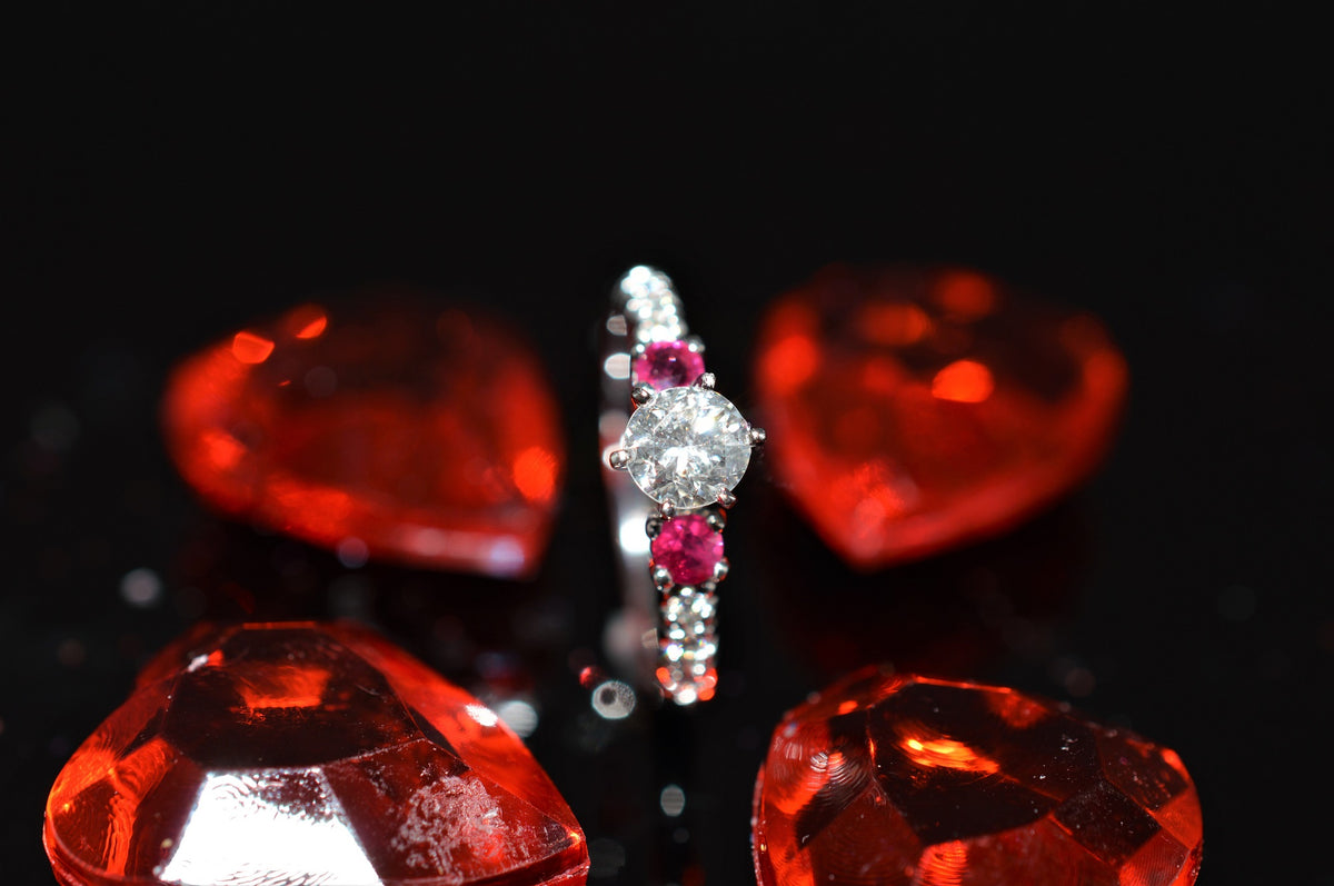Ruby and Brilliant Cut Diamond White Gold Engagement Ring
