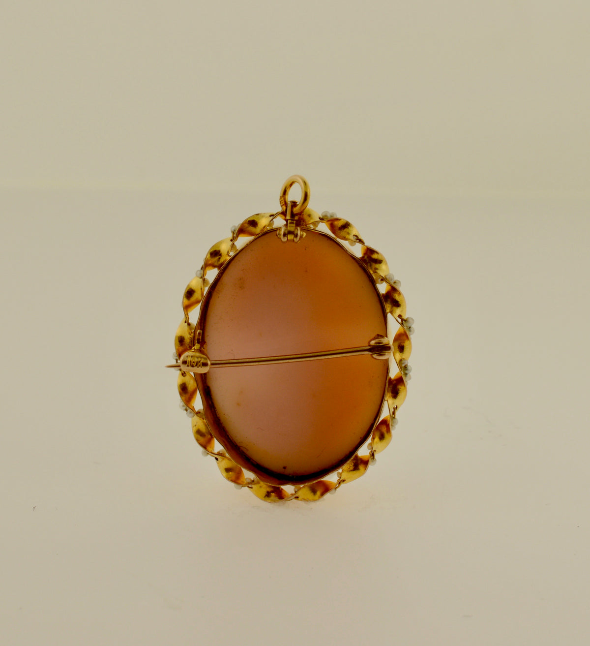 14K and 10K Yellow Gold Oval Shell Cameo Brooch and Pendant