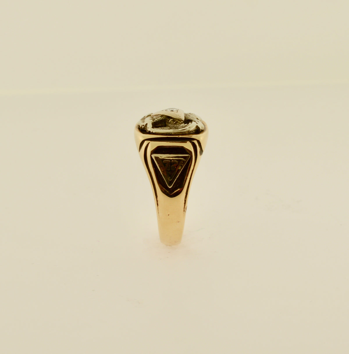 Men&#39;s 10K Two Tone Masonic Diamond Ring with 3 Emblems