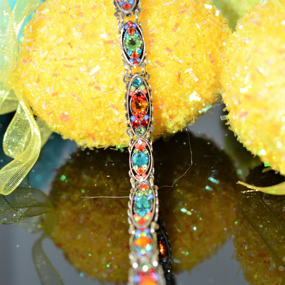 Antique Sterling Silver Plated Multi-Color Sparkle Bracelet by Firefly