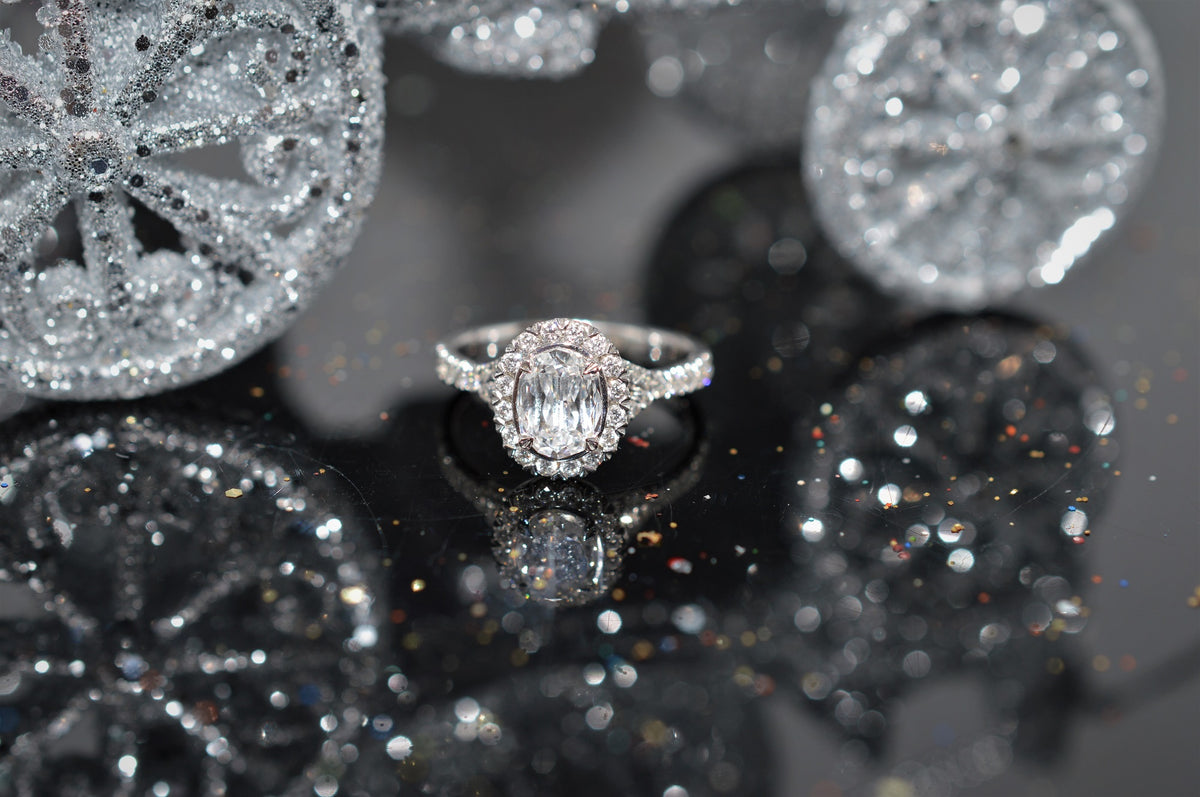 18K White Gold L&#39;Amour Crisscut Oval Diamond Ring 1.33ctw