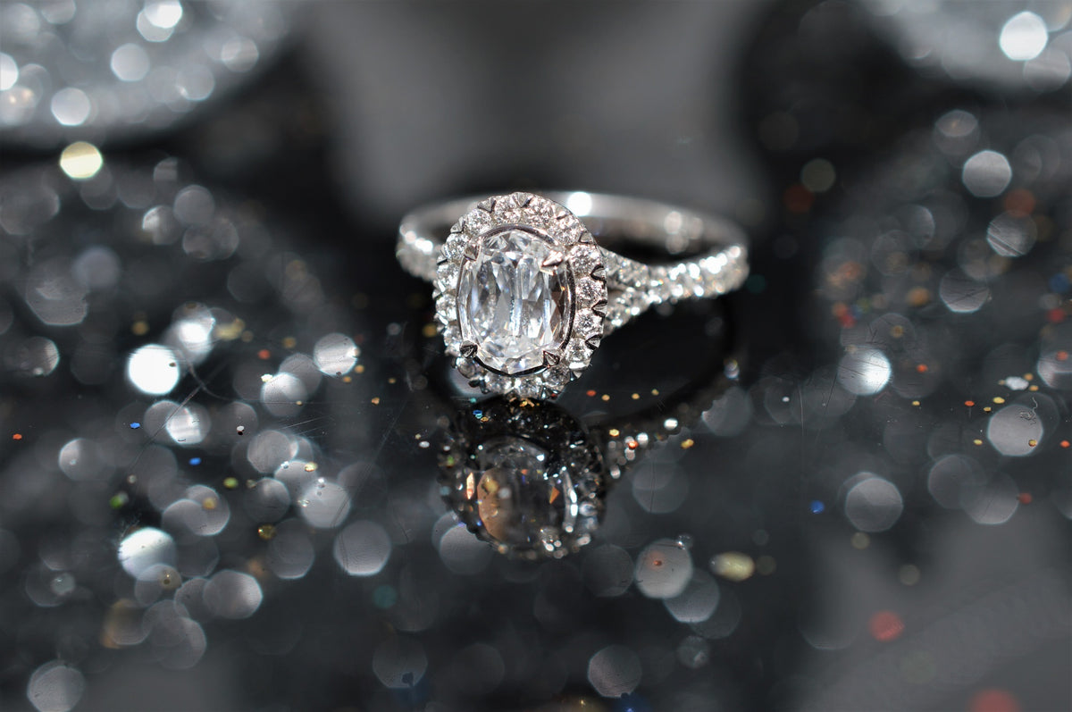 18K White Gold L&#39;Amour Crisscut Oval Diamond Ring 1.33ctw