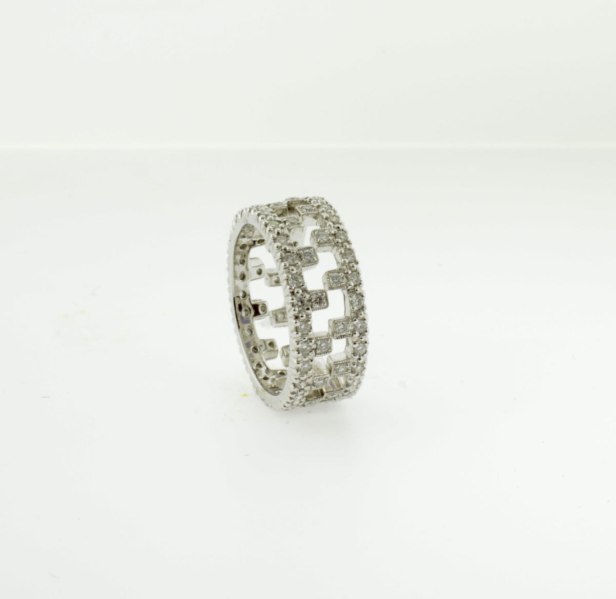 Interlocking 14K White Gold Diamond Eternity Bands