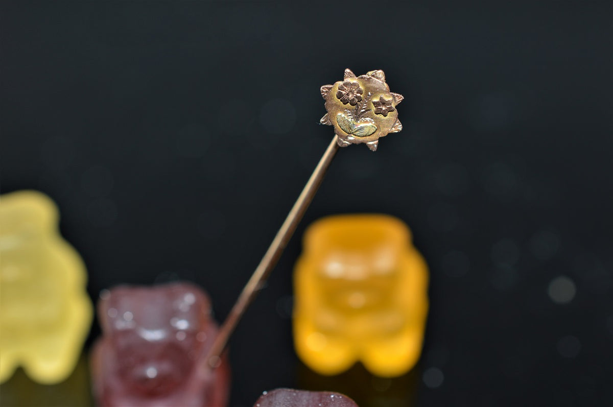 9K Rose And Green Gold Flower Stickpin By Sydenham Bros