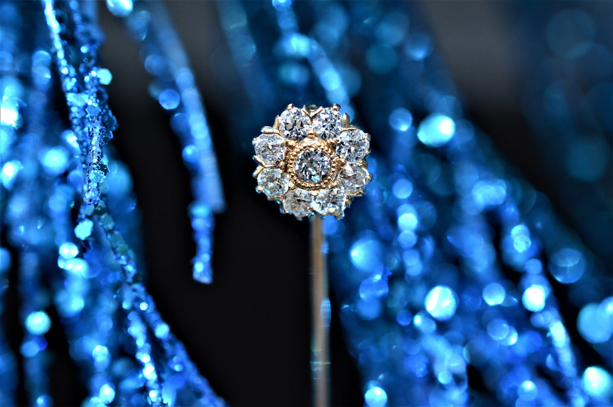 14K Rose Gold and Old European Cut Diamond Stick Pin