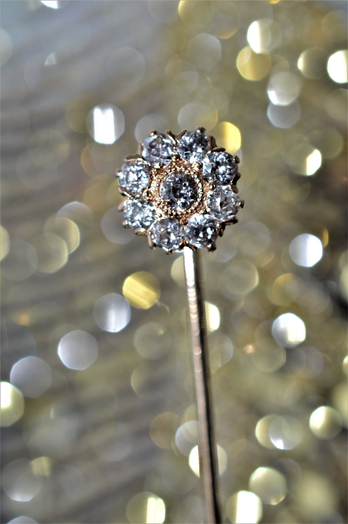 14K Rose Gold and Old European Cut Diamond Stick Pin