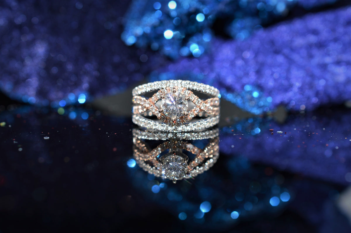Two Tone Rose and White Gold Diamond Engagement Ring