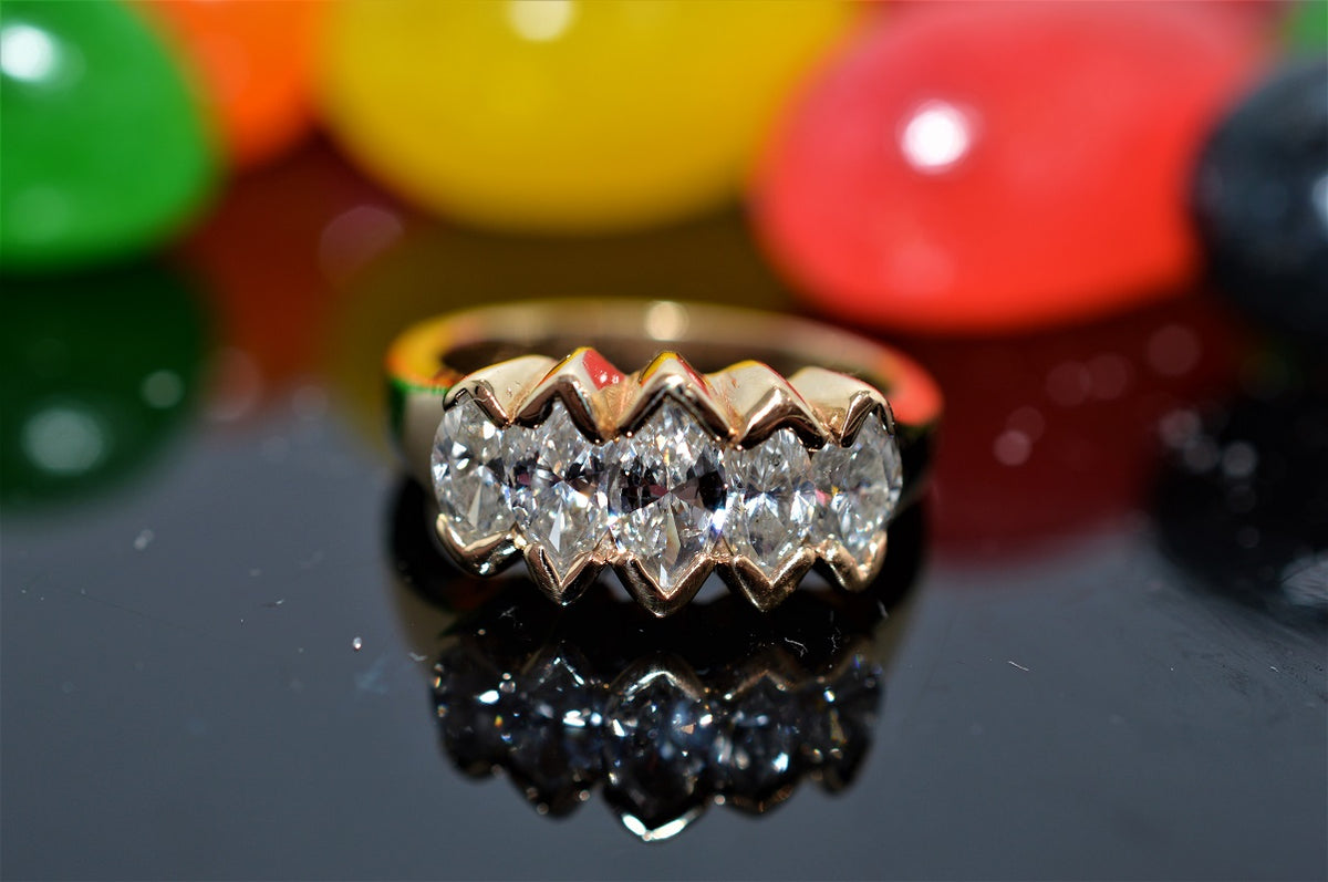 14K Yellow Gold Marquise Diamond Ring (2 carat total weight)
