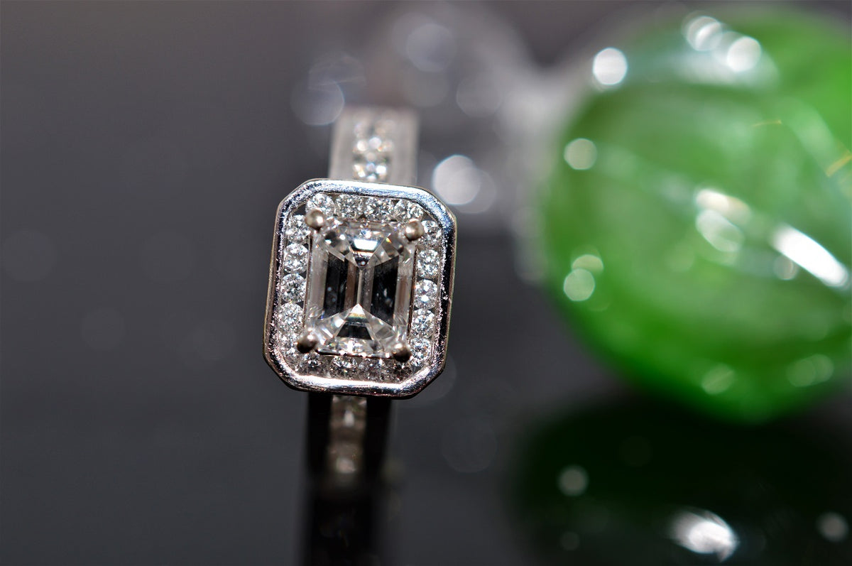 14K White Gold Sideways Emerald Cut Diamond Ring (1.5 ctw)