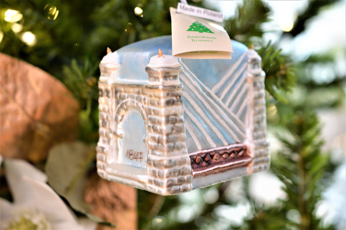 Hand-Blown Wheeling Suspension Bridge Glass Ornament