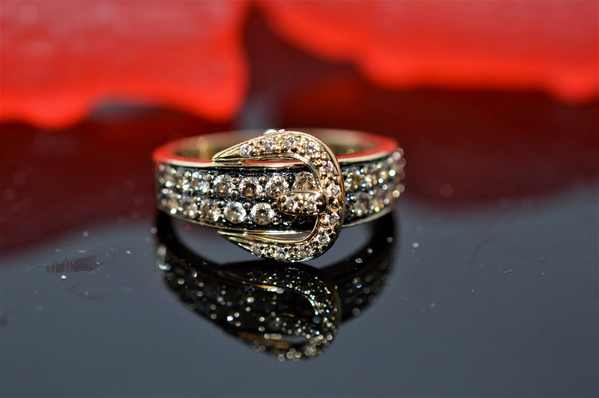 14K Gold Belt Ring + Diamonds 14K Yellow Gold / 12